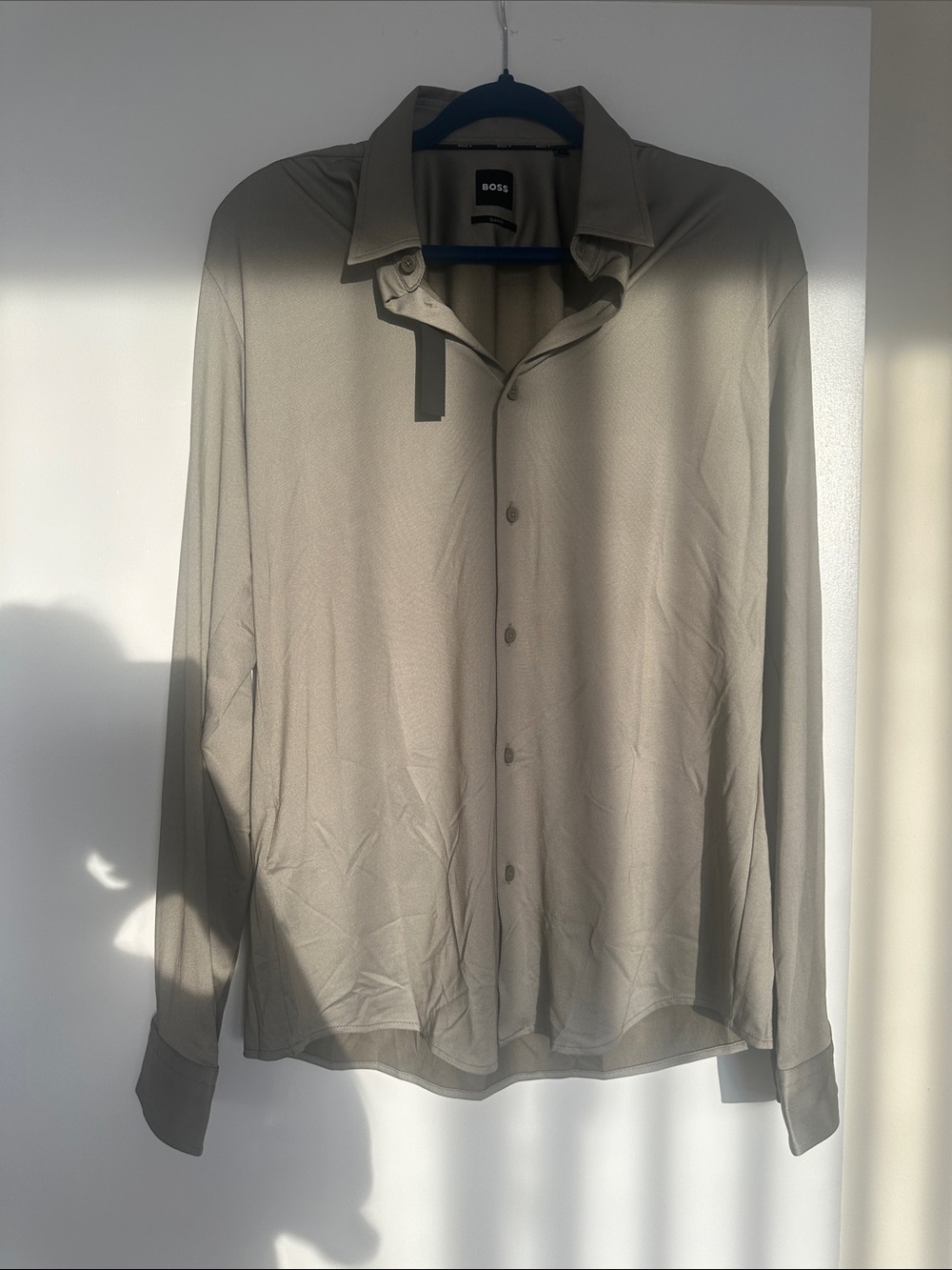 BOSS Men's Light Taupe Button-Front Shirt Jacket
